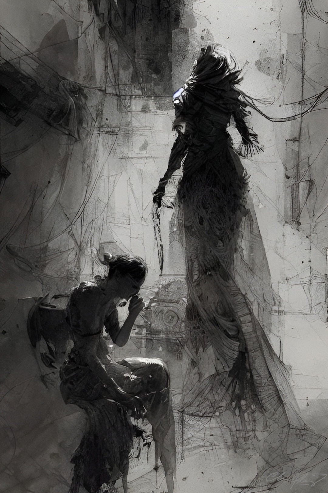 The Haunted Woman Art Print: Impressionism Pen and Ink Giclee - Etsy