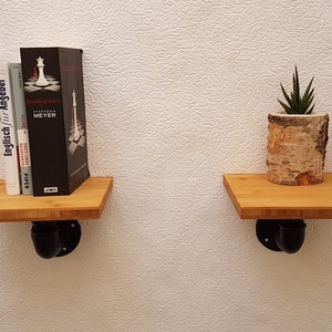 Industrial line shelves "Bamboo" in set of 2