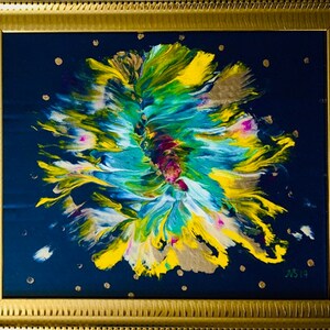 Flor Celestial - Pintura abstracta enmarcada