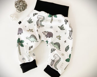 Gr. 68 Babyhose Pumphose Junge Hose Babykleidung Erstausstattung Dino Saurier weiß schwarz