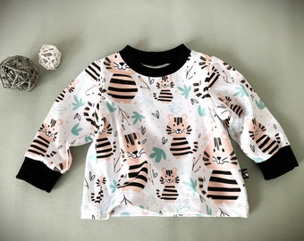 Gr. 74 Langarm Baby Shirt Pullover Sweatshirt  Junge weiß schwarz ÖkoTex