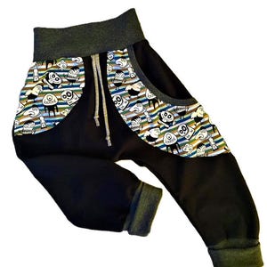 Hose Baby Pumphose Babyhose Gr. 80 86 Jogginghose Cargohose Junge Monster schwarz grau