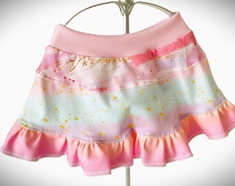 Gr. 80-86 Rock Mädchen Kinderrock Mädchenrock Kinderkleidung Mädchenkleidung Sterne Regenbogen
