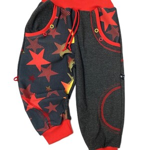 Gr. 80 86 Jogginghose Hose Baby Pumphose Babyhose Cargohose Junge Sterne Stars grau rot