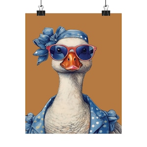 Whimsical Goose Poster: Farmhouse Wall Art, Animal Lover Gift
