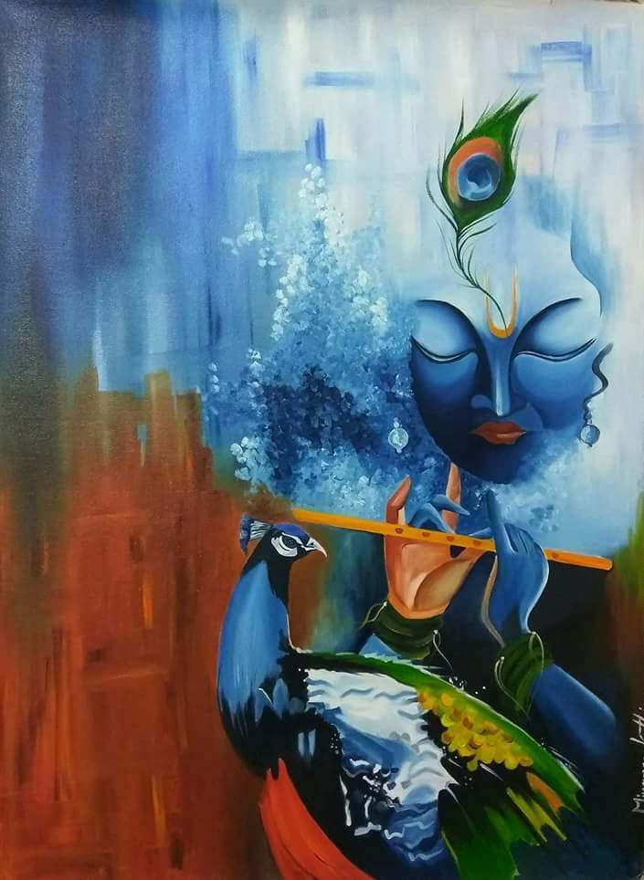 Krishna Painting Handmade Painting Original Canvas Painting Etsy Norway