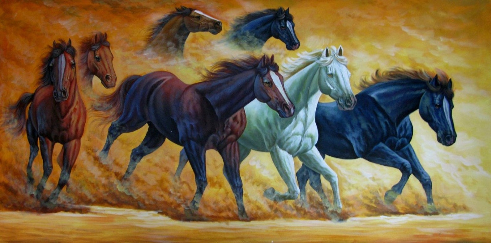 Seven Horse Painting Famous Painting Canvas Painting Wall Art Etsy UK