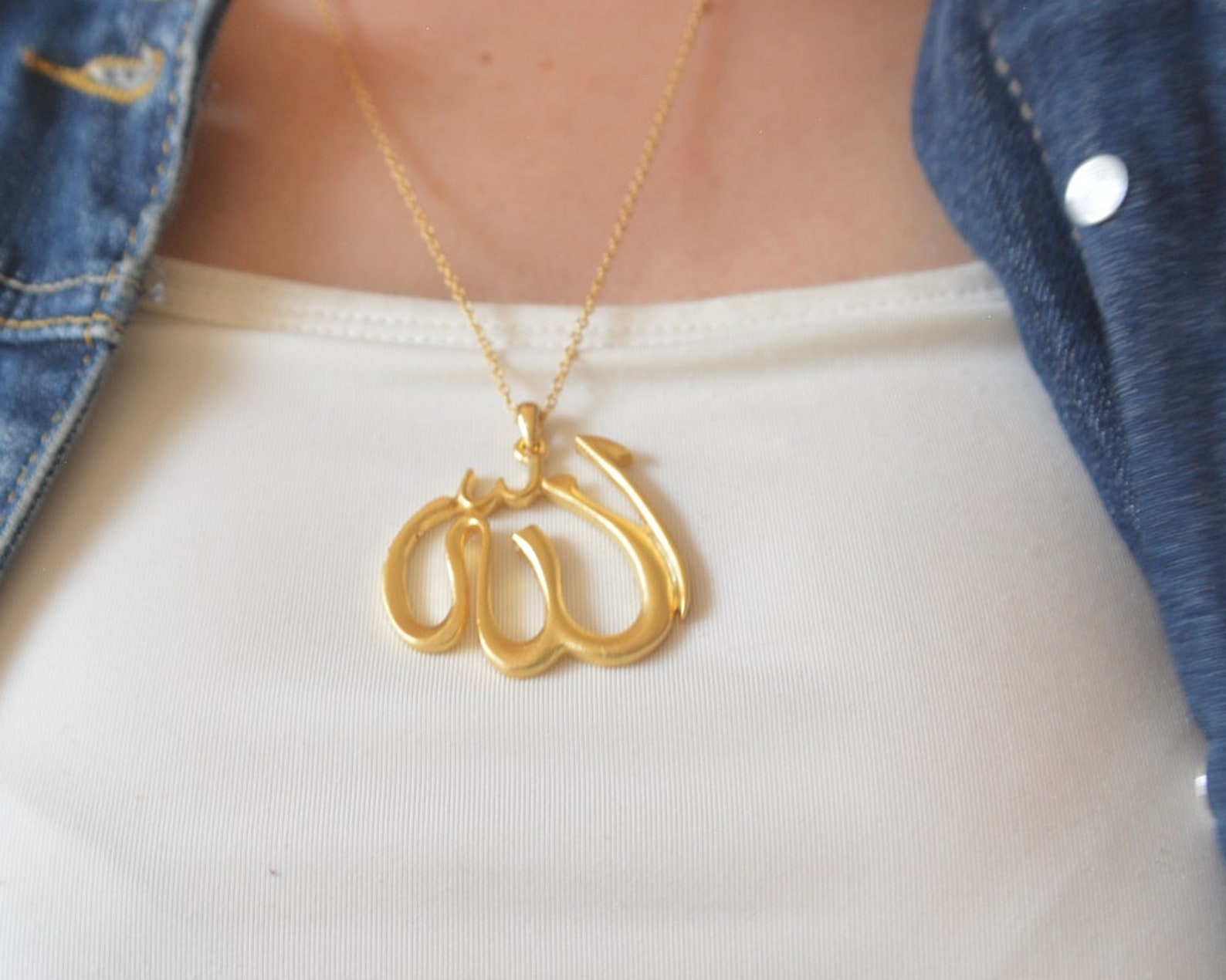 Allah Name Necklace Muslim God Name Hateem Party Gift Gold