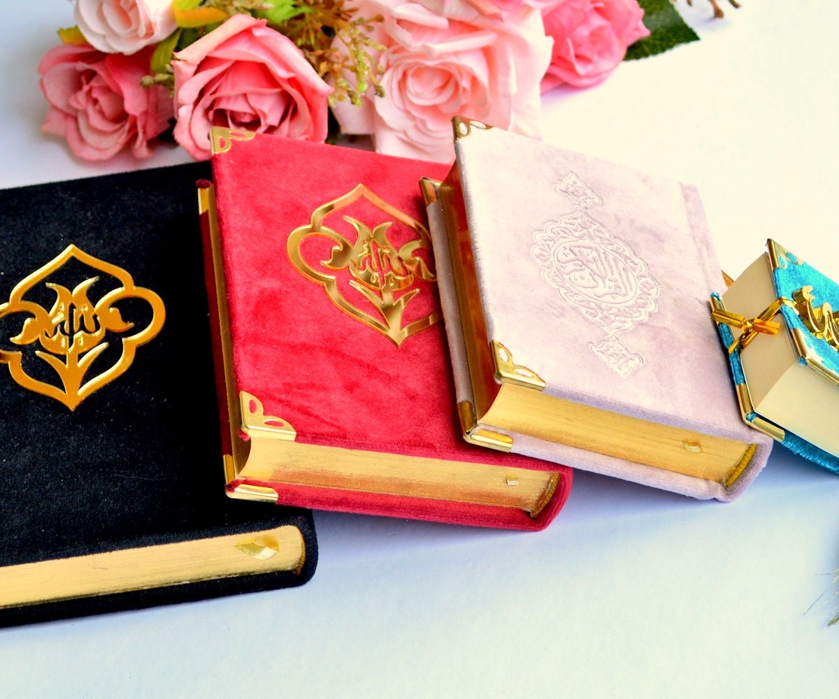 Mini Pink holy Quran Book Velvet Whole Quran Book Mushaf Etsy