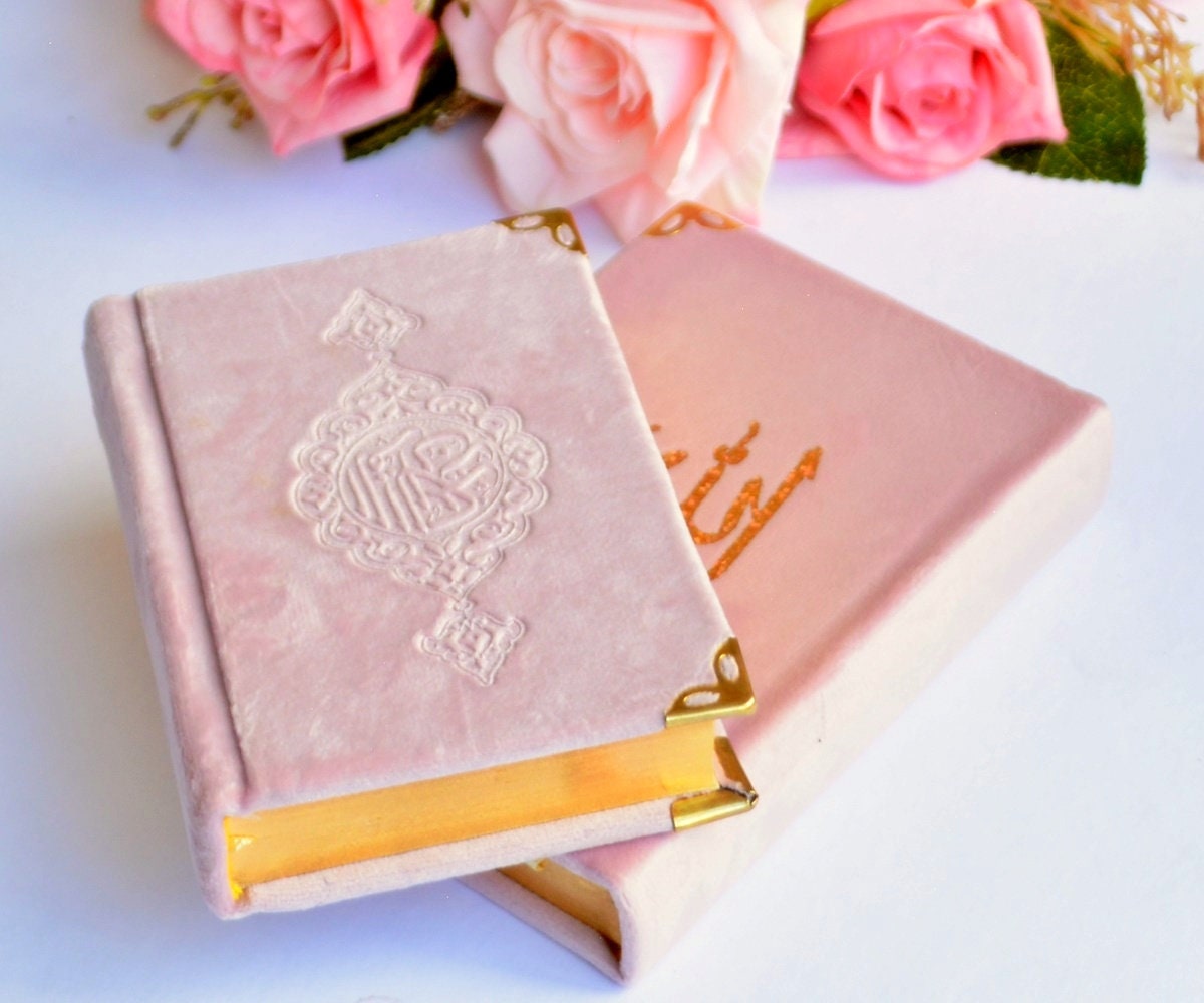 Mini Pink holy Quran Book Velvet Whole Quran Book Mushaf Etsy