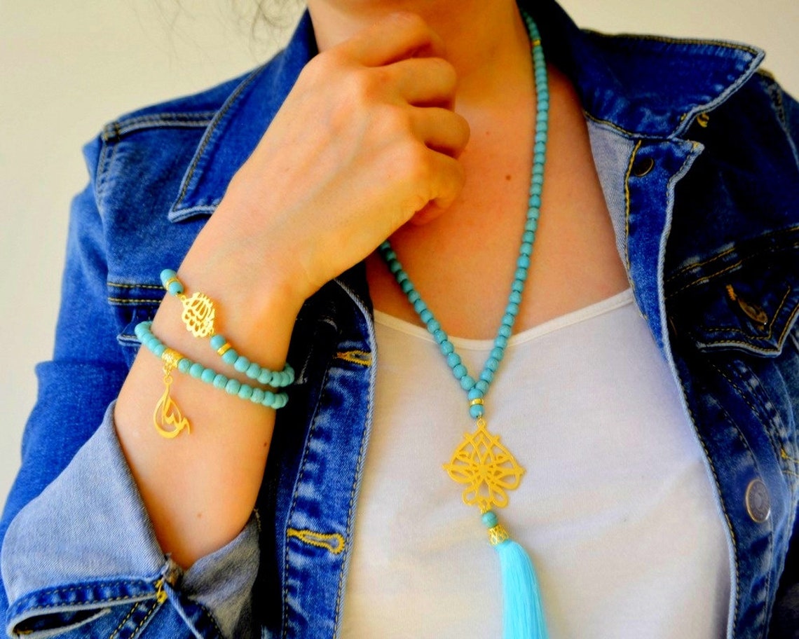 Blue Muslim Jewelry Mohammad Muslim Necklace Muslim Charm Etsy