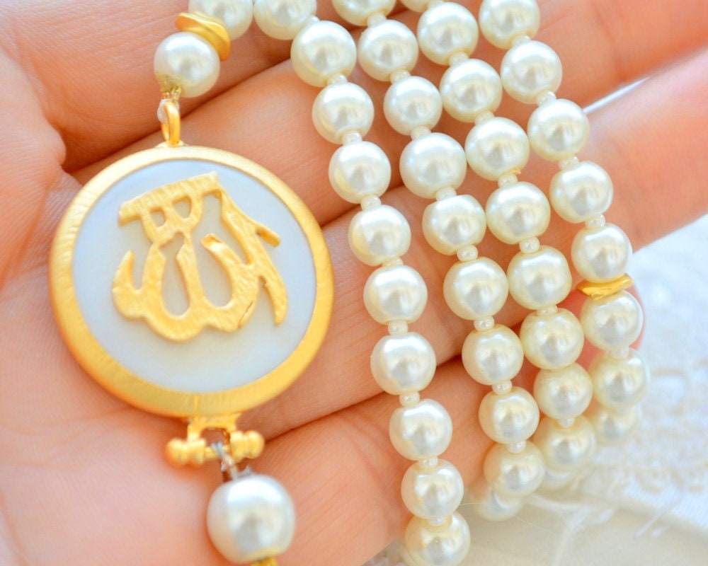 White Misbah holy Muslim pray bead Muslim bride rosary Etsy