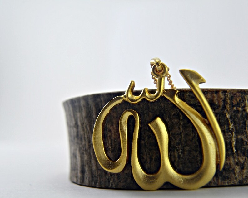 Allah Name Necklace Muslim God Name Hateem Party Gift Gold