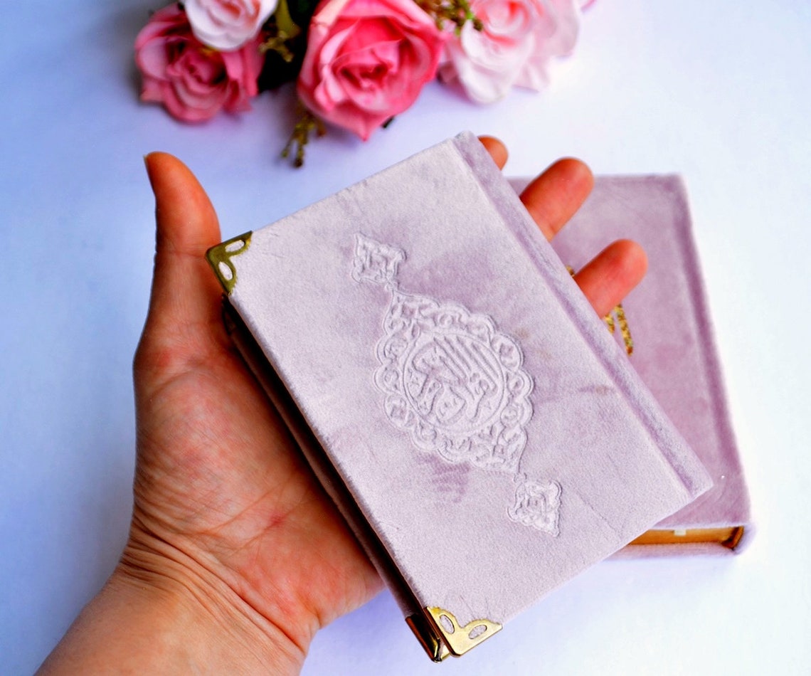 Mini Pink holy Quran Book Velvet Whole Quran Book Mushaf Etsy