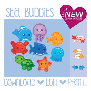 Sea Buddies Door Dec / Under the Sea / Creature / Goldfish / Whale / Shark / Octopus / Turtle / Printable / RA / Classroom / Name Tags