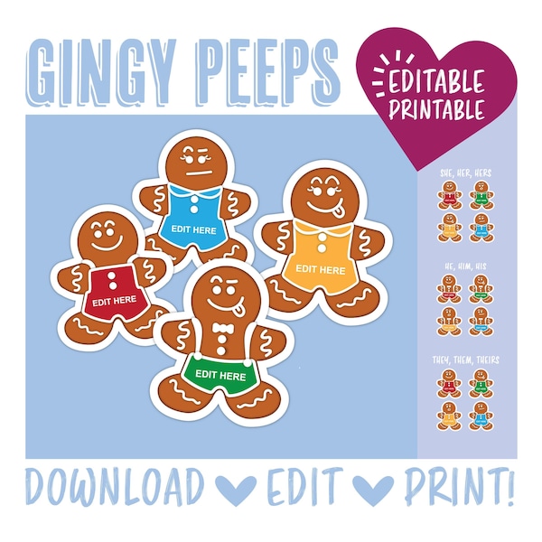 Gingy People Door Decoration / Ginger Bread / Cookies / Winter / Christmas / Printable / Door Dec / RA / Elementary Education / Name Tags