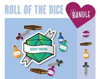 Roll of the Dice Door Decorations, TTRPG, Wizards, 20 Sided Dice, Dragons, Role play, Sword, Spellbooks, Potions