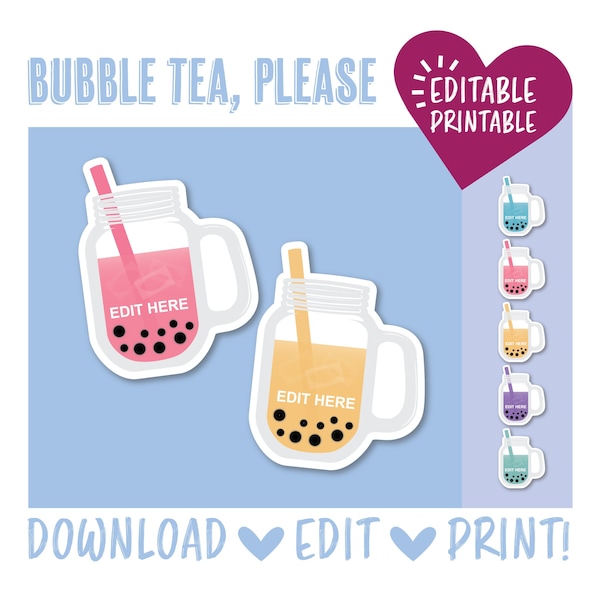 Bubble Tea, Please / Door Dec / Drinks / Beverage / Summer / Printable / Decoration / RA / Teacher / Classroom / Name Tags