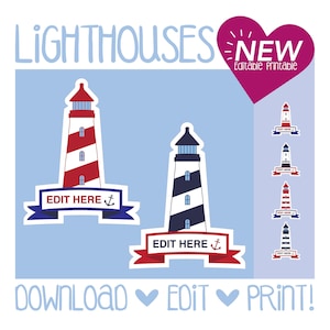 Lighthouses Door Decoration / Printable / Nautical Theme / Navy / Maroon / Michigan / Water / Sail  / Teacher / Classroom /  Name Tags