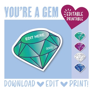 You&#39;re a Gem Door Decoration / Treasure / Geology / Color / Rainbow / Stone / Pirates / Locker / Door Dec / Teacher / Classroom / Name Tags