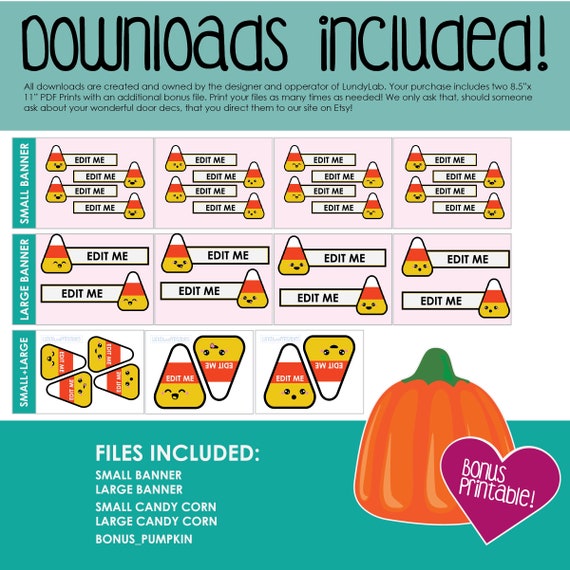 Halloween Door Decoration Printable Candy Candy Corn Etsy