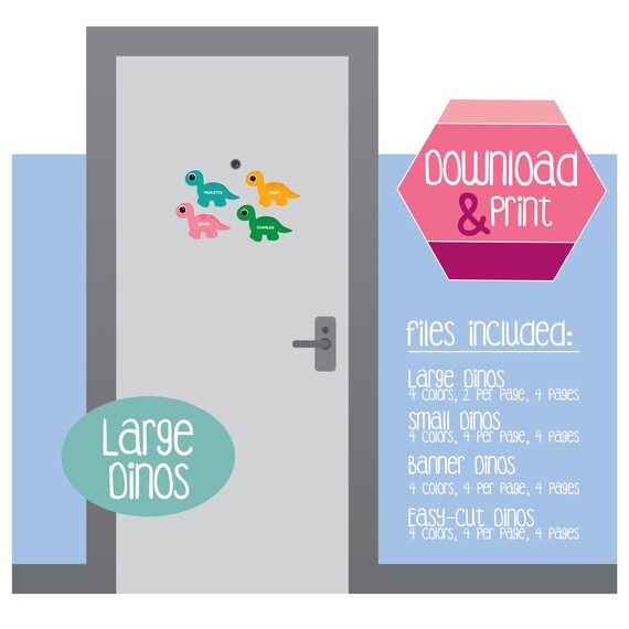 Dino Decs Door Decorations Dinosaurs Editable Pdf Ra Etsy