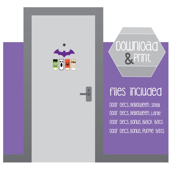 Halloween Door Decoration Printable Frankenstein Mummy Etsy