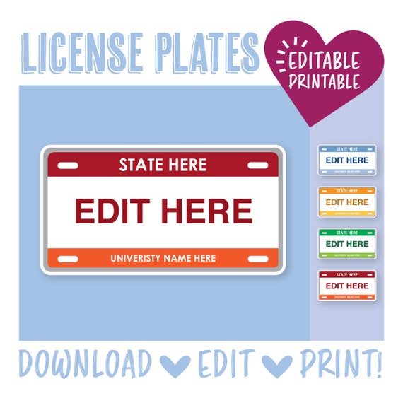 License Plates Door Decoration / Printable / Travel / Road - Etsy