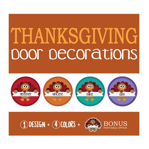 Thanksgiving Door Decoration Turkey Holiday Food Etsy