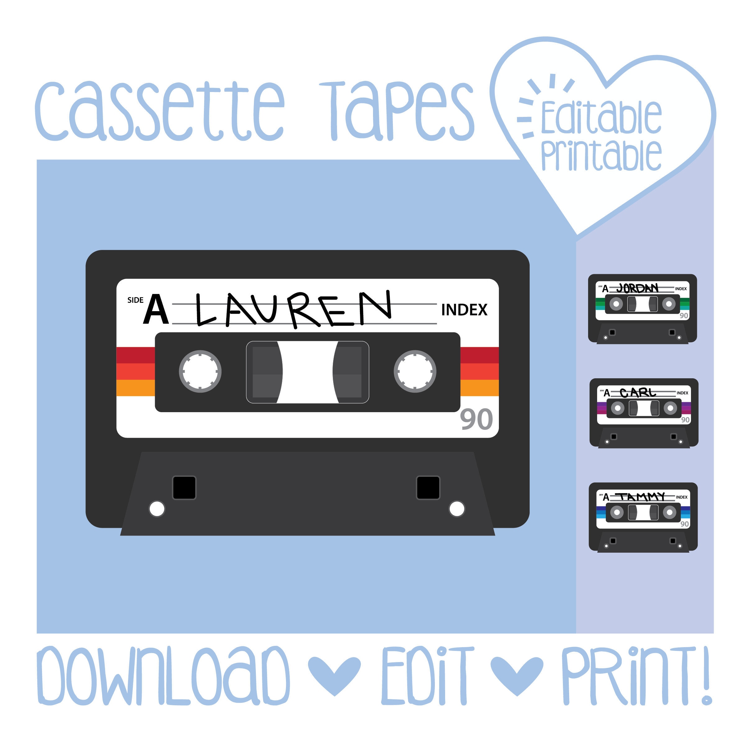 Cassette Tapes Music Vintage 70 80 90 Editable Printable Door Dec Ra Resident Assistant Teacher Name Cassette Tapes Music Vintage 70 80 90 Editable Printable Door Dec Ra Resident Assistant Teacher Name