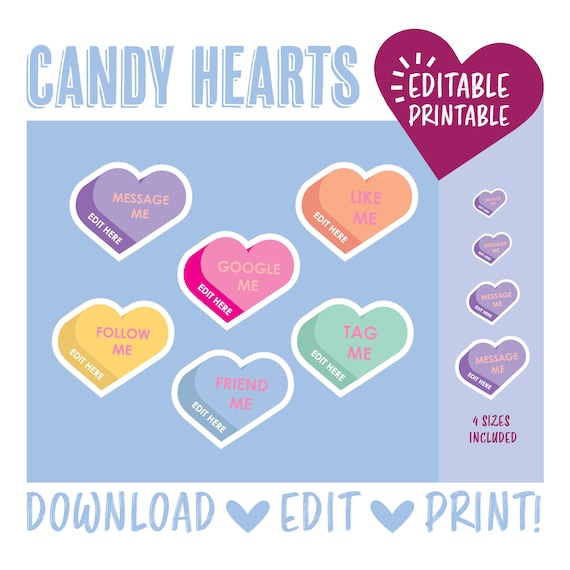 Conversation Hearts - Free Printable Download
