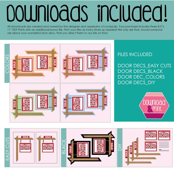 Welcome Home Door Decoration Printable Home Sign Door Etsy