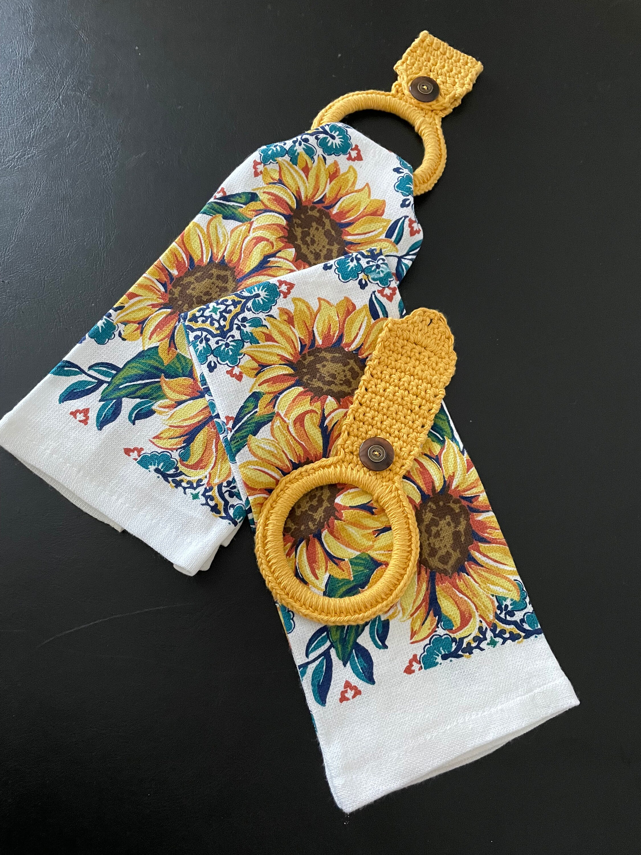 Sunflower Crochet Ring Towel Holders Set of 2 Towels Included Etsy