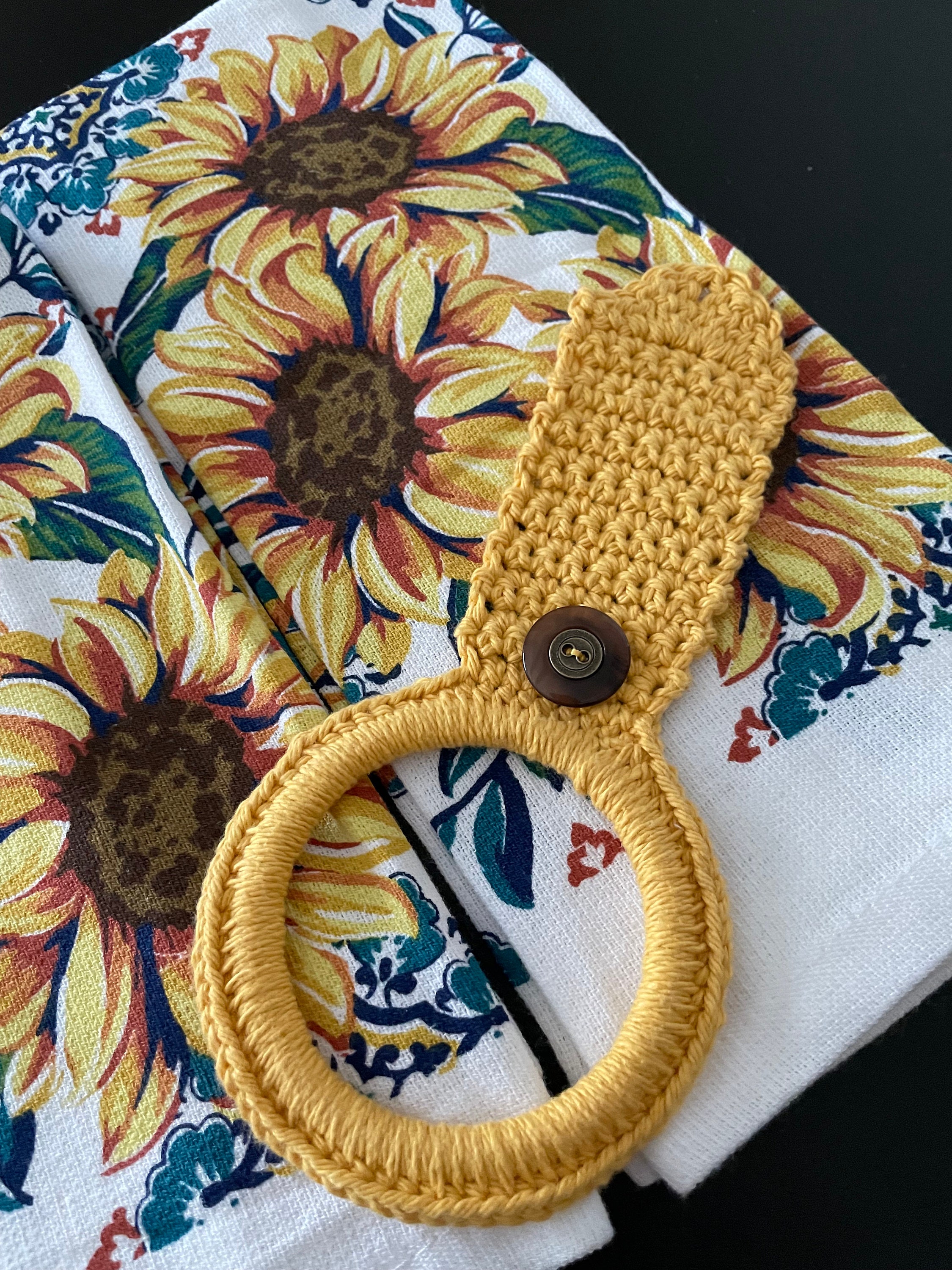 Sunflower Crochet Ring Towel Holders Set of 2 Towels Included Etsy