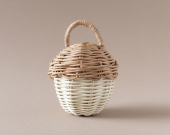 Acorn Rattan Rattle | Montessori Baby Toy | Baby Rattle | Sensory Play | New Baby Gift | Photo Prop | Organic Rattle