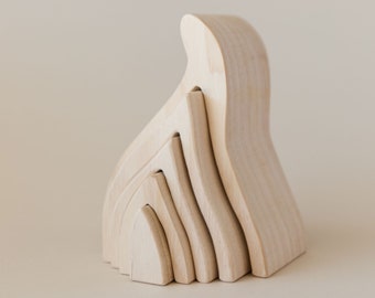 Wooden Fire Stacking Toy | Fire Shaped Stacking Toy | Balancing Wooden Game | Montessori Baby Toys | Educational Toys