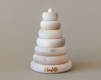 Wooden Pyramid Stacking Toy | Pyramid Stacker | Balancing Wooden Game | Montessori Baby Toys |  Educational Toys | Personalized