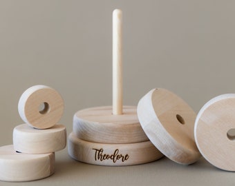 Wooden Pyramid Stacking Toy | Pyramid Stacker | Balancing Wooden Game | Montessori Baby Toys |  Educational Toys | Personalized