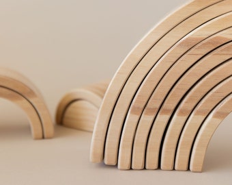 Wooden Rainbow Stacking Toy | Rainbow Shaped Stacking Toy | Wooden Arch | Balancing Wooden Game | Montessori Baby Toys | Educational Toys