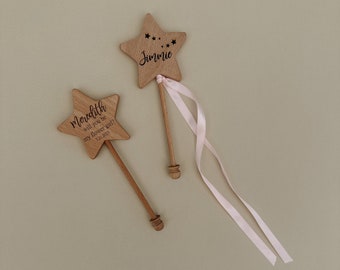 Personalized Handmade Wooden Star Wand | Fairy Wand | Magic Wand | Star Wand | Flower Girl Wand |  Keepsake | Christmas Stocking