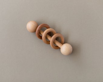 Organic Wooden Rattle | Montessori Baby Toy | Baby Rattle | Sensory Play | New Baby Gift | Photo Prop | Organic Rattle