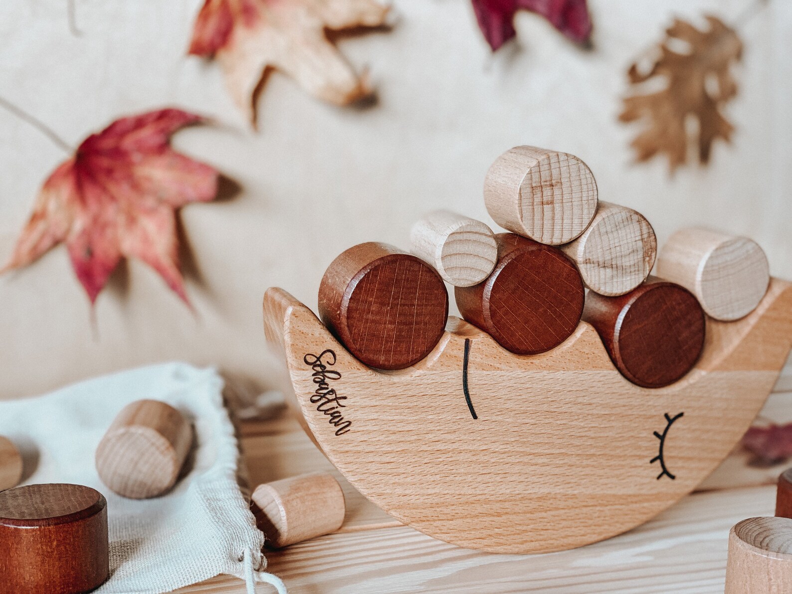 Wooden Moon Stacking Toy Moon Shaped Stacking Toy Etsy