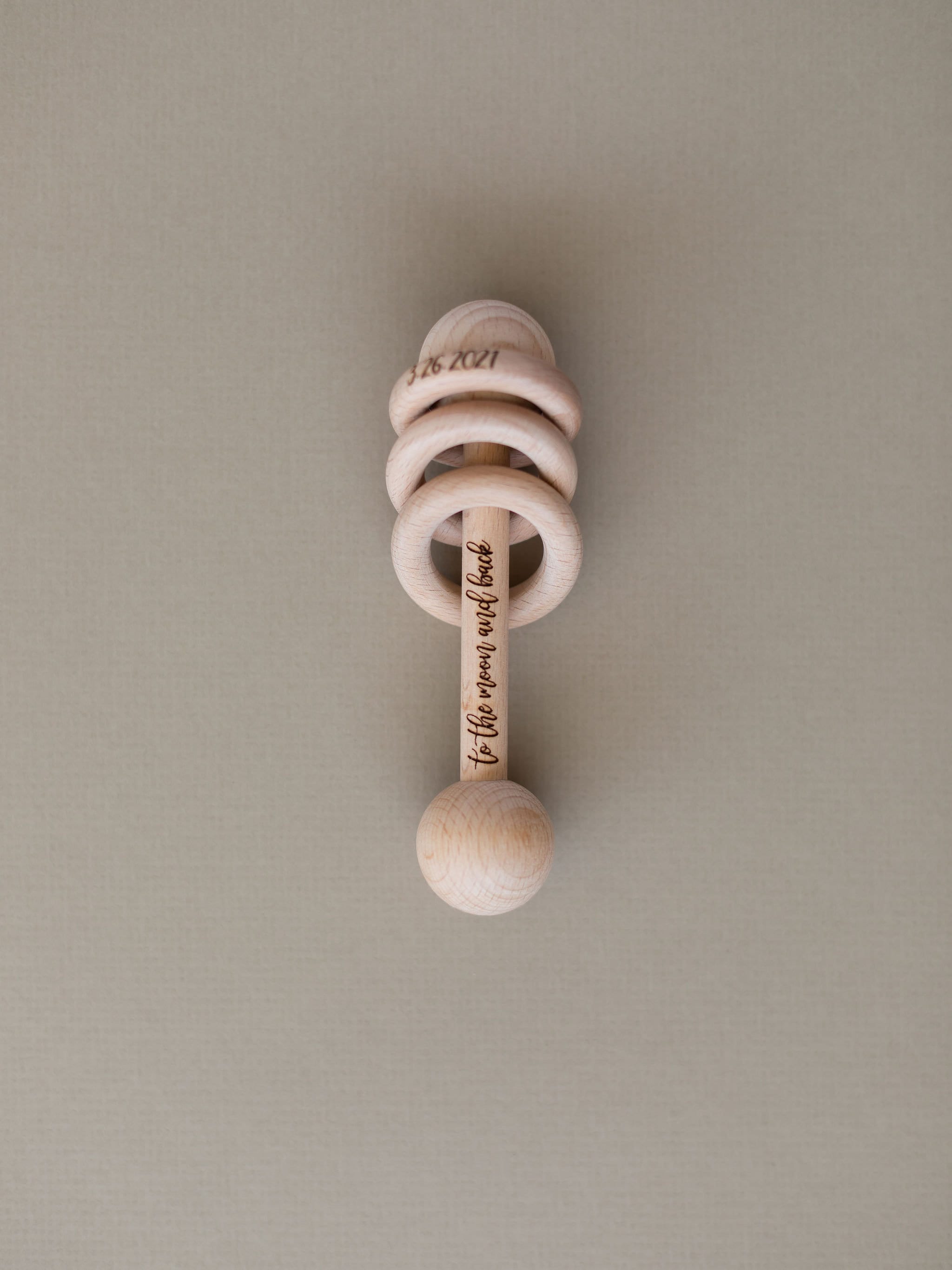 Organic Wooden Rattle | Montessori Baby Toy | Personalized Gift | Baby ...