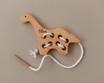 Dinosaur Lacing Toy | Montessori Toy | Educational Toy | Wooden Toy | Personalized Gift