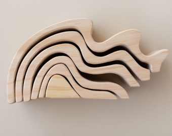 Wooden Wave Stacking Toy | Wave Shaped Stacking Toy | Balancing Wooden Game | Montessori Baby Toys | Educational Toys