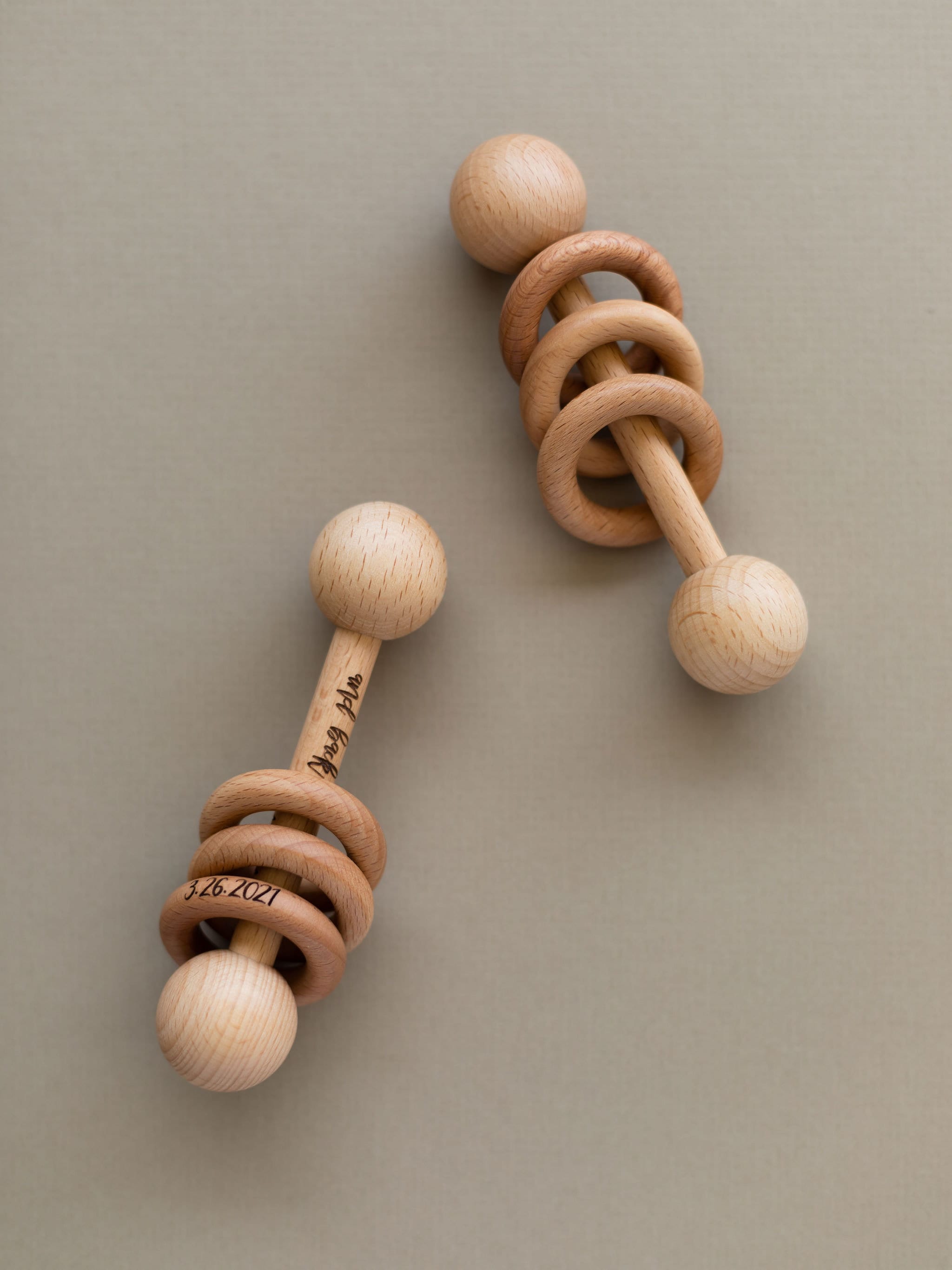 Organic Wooden Rattle | Montessori Baby Toy | Personalized Gift | Baby ...