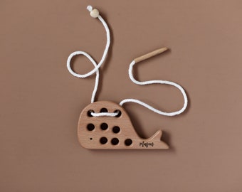 Whale Lacing Toy | Montessori Toy | Educational Toy | Wooden Toy | Personalized Gift