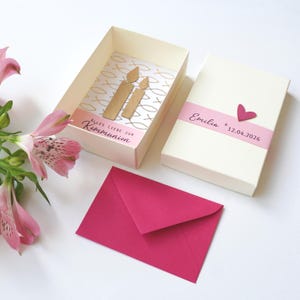 Konfirmation Kommunion Geschenk Geldgeschenk Name, Datum, personalisierbar Mädchen rosa