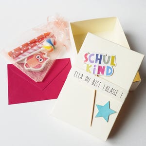 Einschulung 1.Klasse Schulbeginn Geschenk Mädchen rosa Name, Datum, personalisierbar