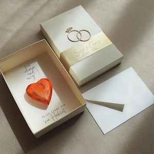 Hochzeit Glückwunsch Geldgeschenk Karton Herz weiß orange gold
